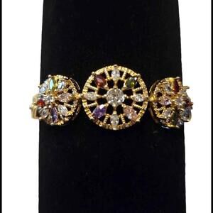 Yellow Gold Plated Bracelet W/ Beautiful Multicolor Stones